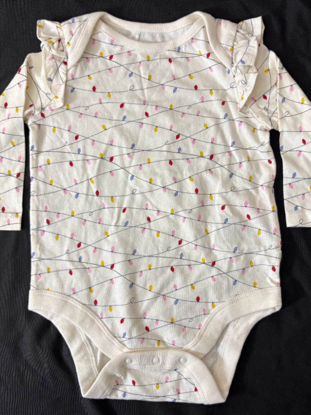 Baby Gap Christmas Lights Ruffle Bodysuit 3-6M Long Sleeve Holiday - Picture 2 of 4
